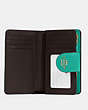 COACH®,MEDIUM CORNER ZIP WALLET,Leather,Mini,Gold/Green,Inside View,Top View