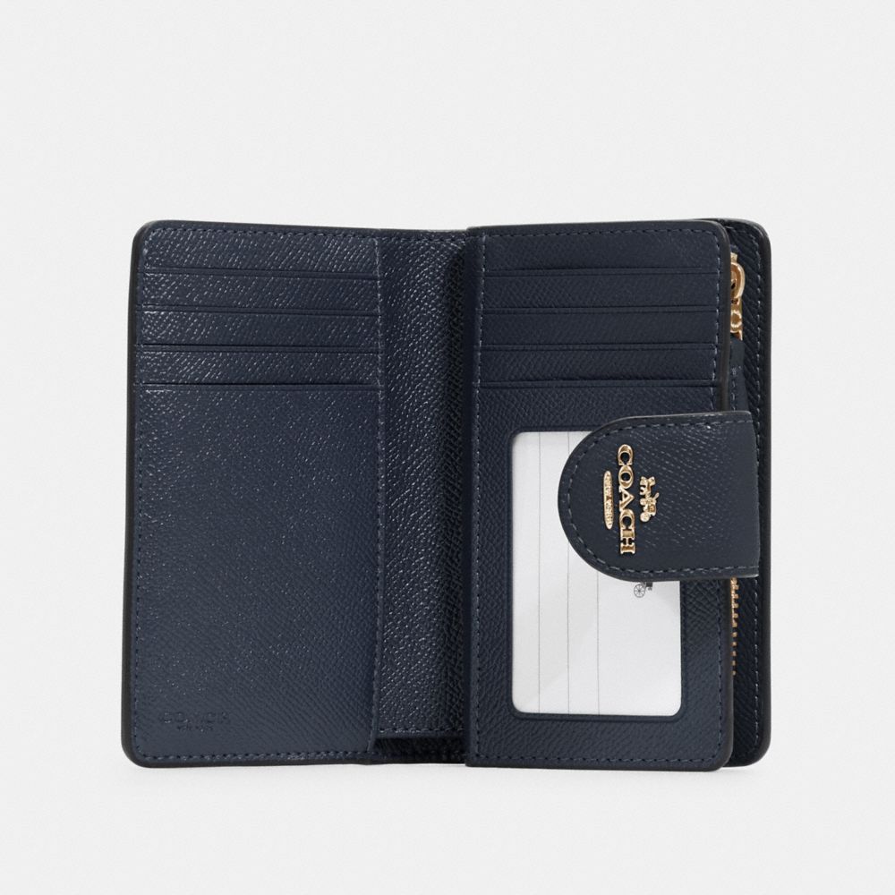 COACH®,MEDIUM CORNER ZIP WALLET,Crossgrain Leather,Mini,Gold/Midnight,Inside View,Top View