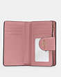 COACH®,MEDIUM CORNER ZIP WALLET,Leather,Mini,Gold/True Pink,Inside View,Top View