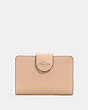 COACH®,MEDIUM CORNER ZIP WALLET,Leather,Mini,Gold/Taupe,Front View