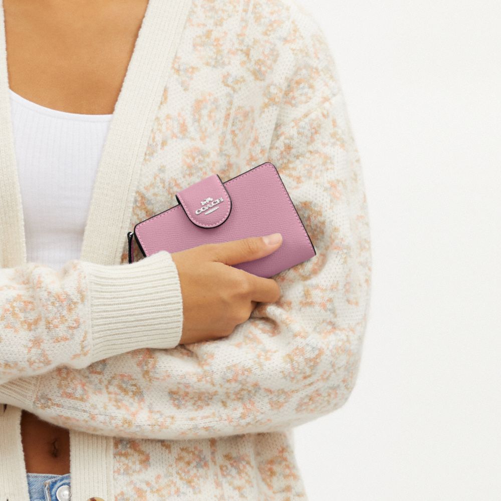 COACH®,Medium Corner Zip Wallet,Leather,Bi Fold,Casual,Pink,Detail View