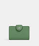 COACH®,MEDIUM CORNER ZIP WALLET,Mini,Silver/Soft Green,Front View