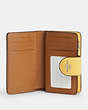 COACH®,MEDIUM CORNER ZIP WALLET,Leather,Mini,Silver/Retro Yellow,Inside View,Top View