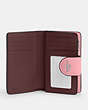 COACH®,MEDIUM CORNER ZIP WALLET,Leather,Mini,Silver/Flower Pink,Inside View,Top View