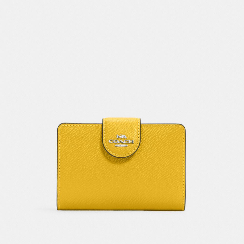 COACH®,Medium Corner Zip Wallet,Leather,Bi Fold,Casual,Mustard,Front View