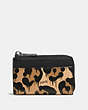 COACH®,ZIP KEY CASE WITH CAMO PRINT,Leather,Leopard,Front View
