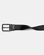 COACH®,HARNESS BUCKLE CUT-TO-SIZE REVERSIBLE BELT, 38MM,Coated Canvas,Charcoal/Black,Angle View