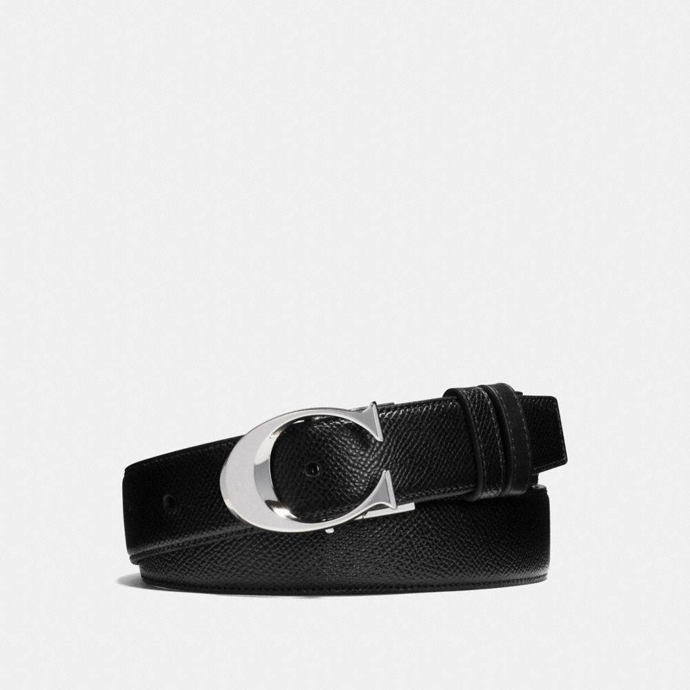 Coach Women's Sculpted C Leather Belt, Black at  Women's Clothing  store