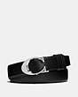 COACH®,SCULPTED C CUT-TO-SIZE REVERSIBLE TEXTURED LEATHER BELT,Leather,Black,Front View
