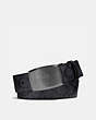 COACH®,STITCHED PLAQUE BUCKLE CUT-TO-SIZE REVERSIBLE BELT, 38MM,Logo,Charcoal/Black,Front View