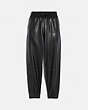 COACH®,COACH X CHAMPION LEATHER JOGGERS,Leather,Black,Front View