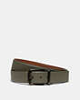 COACH®,HARNESS BUCKLE CUT-TO-SIZE REVERSIBLE BELT, 38MM,Leather,Army Green/Saddle,Front View