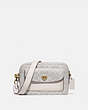 COACH®,CASSIE CAMERA BAG IN SIGNATURE CANVAS,Signature Coated Canvas/Smooth Leather,Medium,Brass/Chalk Chalk,Front View