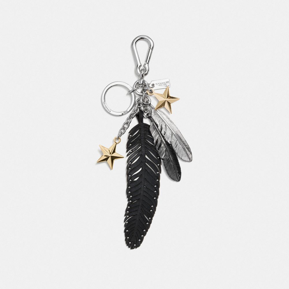 COACH®,MIXED FEATHERS AND STARS BAG CHARM,Mixed Material,Silver/Multi,Front View image number 0
