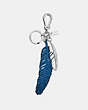 COACH®,MULTI FEATHER BAG CHARM,Metal Leather,Silver/Lapis,Front View