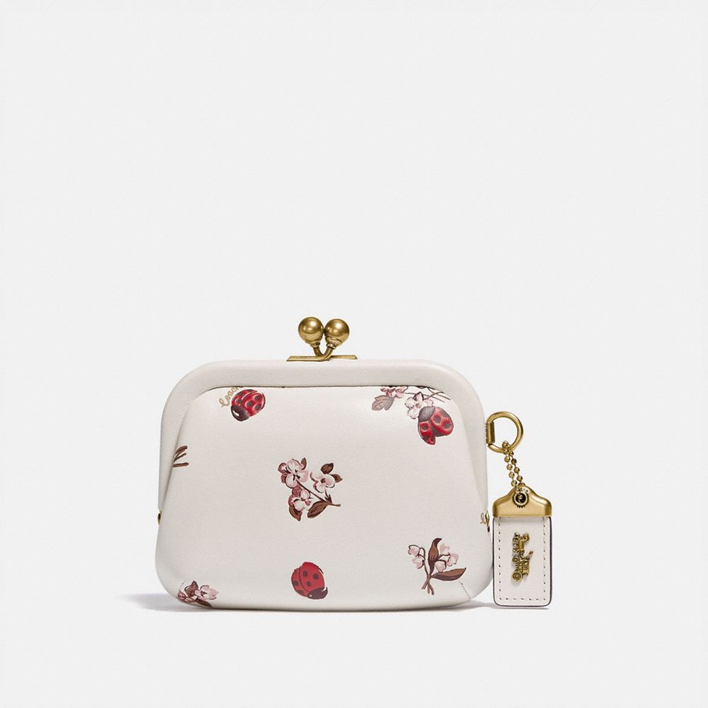 Golden Butterfly Print Coin Purse, Mini Kiss Lock Storage Bag