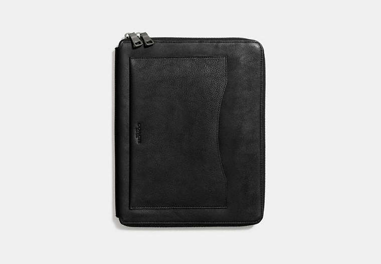 COACH®,TECH CASE IN PEBBLE LEATHER,Leather,Black,Front View