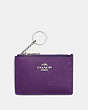 COACH®,MINI SKINNY ID CASE,Crossgrain Leather,Silver/Violet,Front View