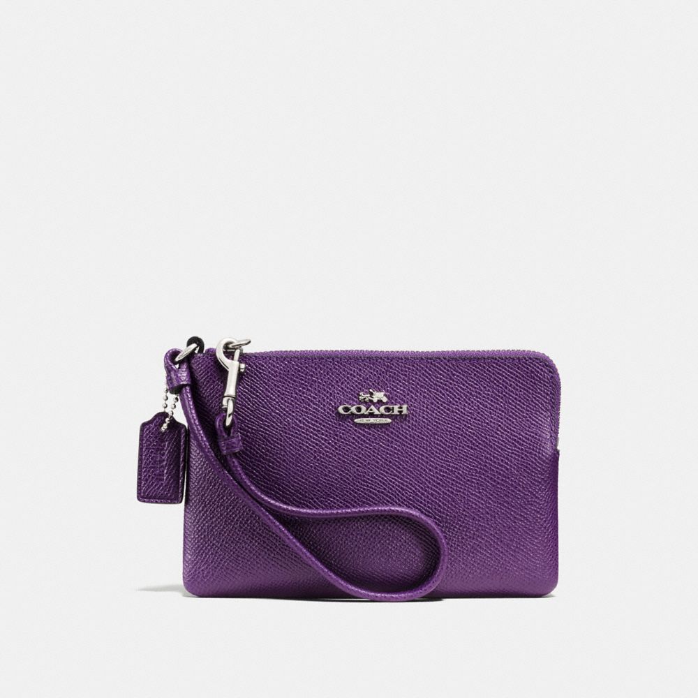 COACH C7679 - DOUBLE CORNER ZIP WRISTLET - GOLD/WASHED MAUVE/CRANBERRY