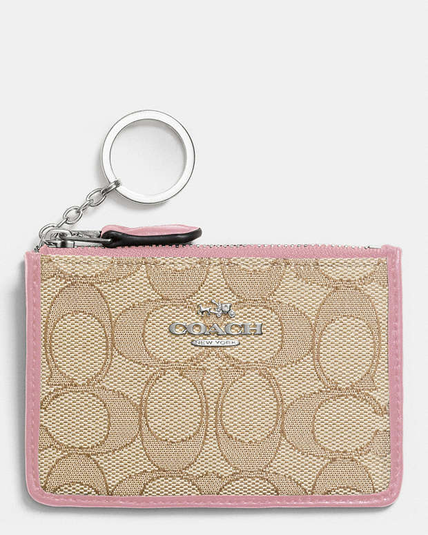 Pink Signature Card Holder Case Keychain Wallet New Coin Purse VS