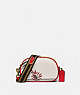 COACH®,DISNEY MICKEY MOUSE X KEITH HARING BADGE CAMERA CROSSBODY,Leather,Mini,Brass/Chalk Honeycomb Multi,Front View