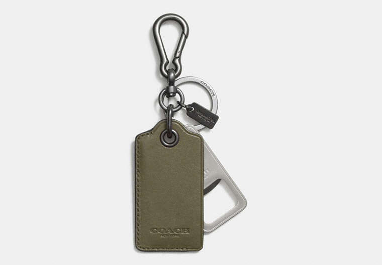 COACH®,BOTTLE OPENER KEY RING,Leather,SURPLUS,Front View