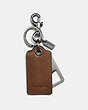 COACH®,BOTTLE OPENER KEY RING,Leather,Dark Saddle,Front View