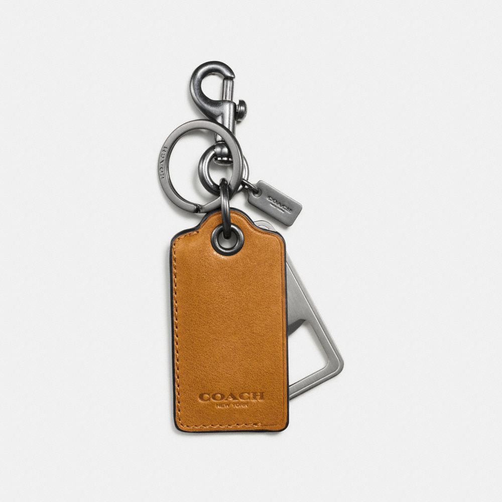 COACH®,Bottle Opener Key Ring,,Front View