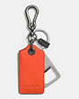 COACH®,BOTTLE OPENER KEY RING,Leather,ORANGE,Front View