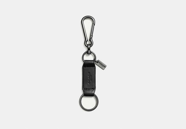 COACH®,TRIGGER SNAP KEY RING,Leather,Black,Front View
