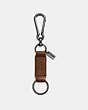 COACH®,TRIGGER SNAP KEY RING,Leather,Dark Saddle,Front View