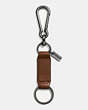 COACH®,TRIGGER SNAP KEY RING,Leather,Dark Saddle,Back View