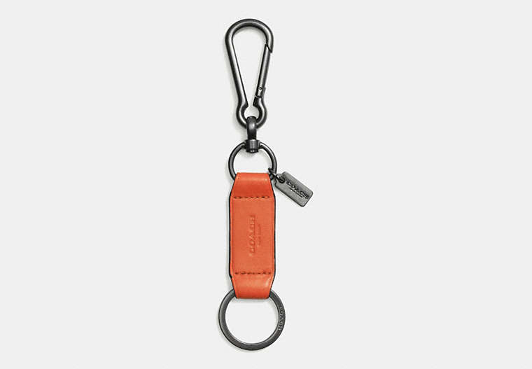 COACH®,TRIGGER SNAP KEY RING,Leather,Vintage Orange,Front View