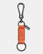 COACH®,TRIGGER SNAP KEY RING,Leather,Vintage Orange,Back View