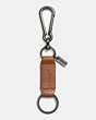 COACH®,TRIGGER SNAP KEY RING,Leather,Saddle,Back View