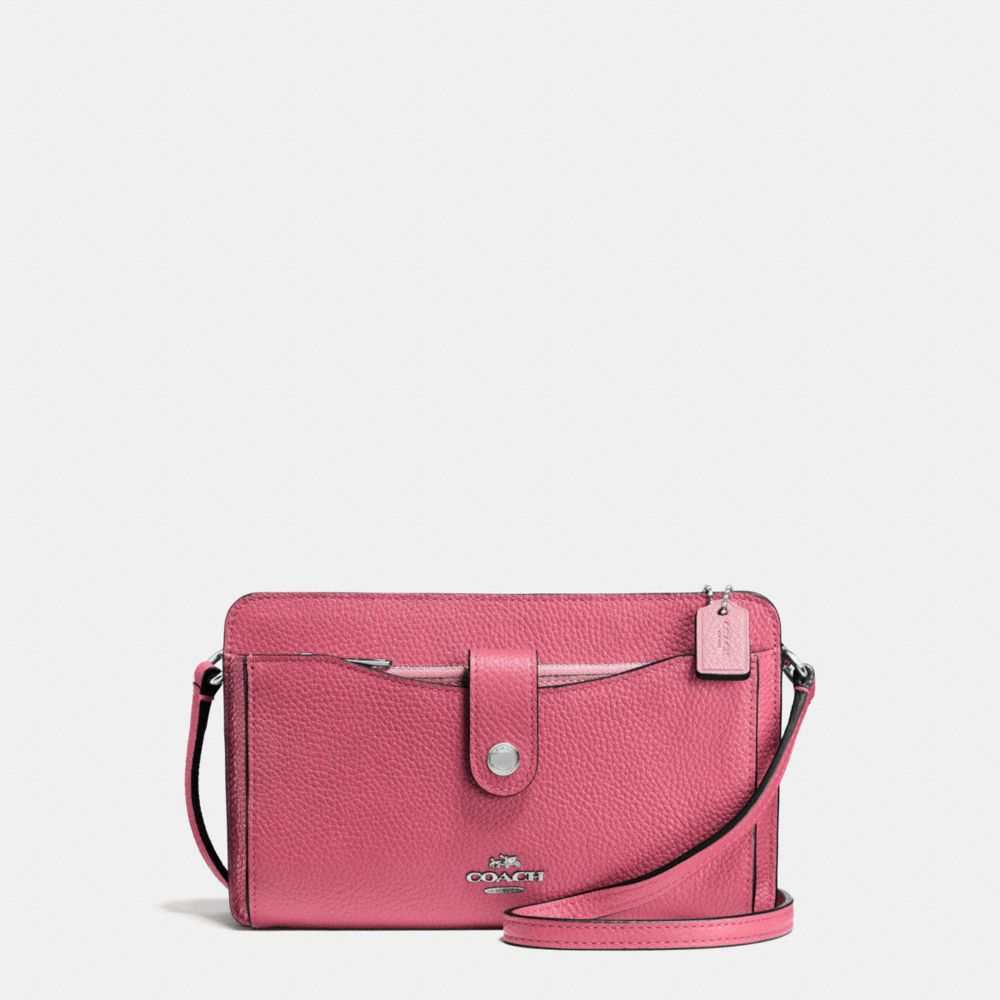 COACH®,POP-UP MESSENGER IN COLORBLOCK,Leather,Mini,Dark Gunmetal/Rouge Multi,Front View
