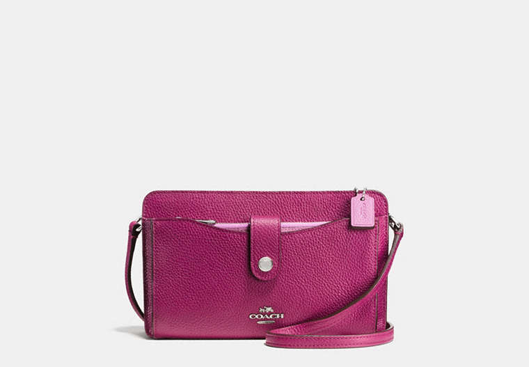 COACH®,POP-UP MESSENGER IN COLORBLOCK,Leather,Mini,Silver/Cyclamen/Marshmallow,Front View