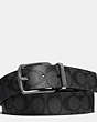 COACH®,HARNESS BUCKLE CUT-TO-SIZE REVERSIBLE BELT, 38MM,pvc,Charcoal/Black,Front View