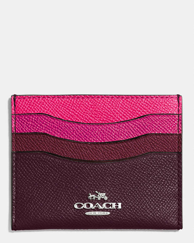 COACH®: Flat Card Case In Colorblock Leather