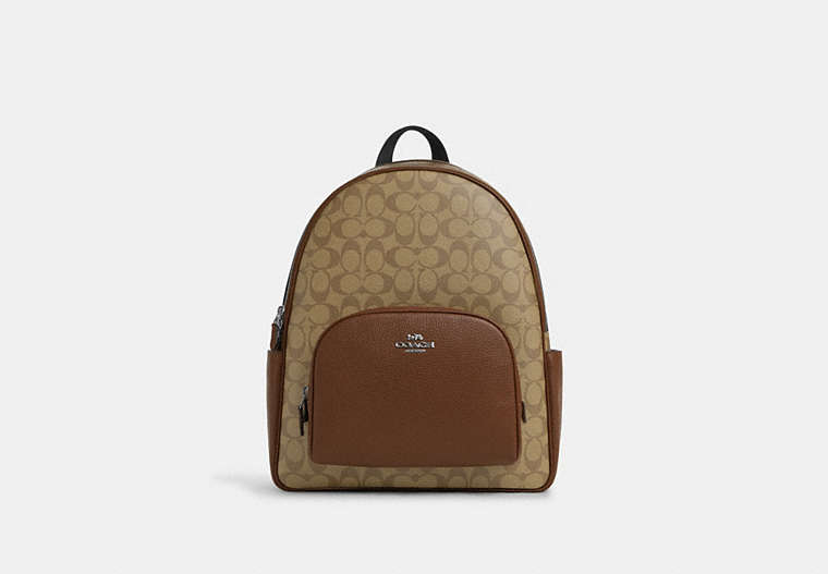 Shop Coach Outlet Large Court Backpack In Signature Canvas In Brown