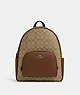 COACH®,LARGE COURT BACKPACK IN SIGNATURE CANVAS,pvc,Large,Everyday,Silver/Khaki/Saddle,Front View