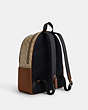 COACH®,LARGE COURT BACKPACK IN SIGNATURE CANVAS,Large,Everyday,Silver/Khaki/Saddle,Angle View