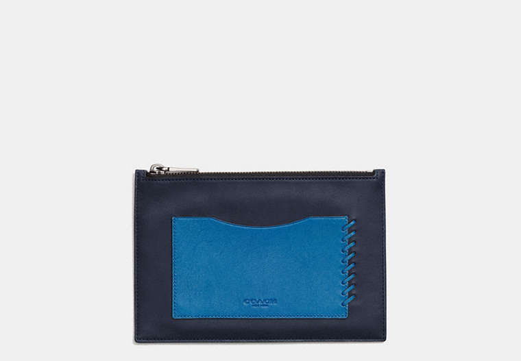 COACH®,RIP AND REPAIR TECH ENVELOPE CASE IN SPORT CALF LEATHER,Leather,MIDNIGHT/DENIM,Front View