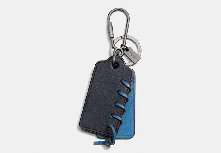 COACH®,RIP AND REPAIR KEY RING,Leather,MIDNIGHT/DENIM,Front View