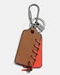 COACH®,RIP AND REPAIR KEY RING,Leather,SADDLE/CARMINE,Front View