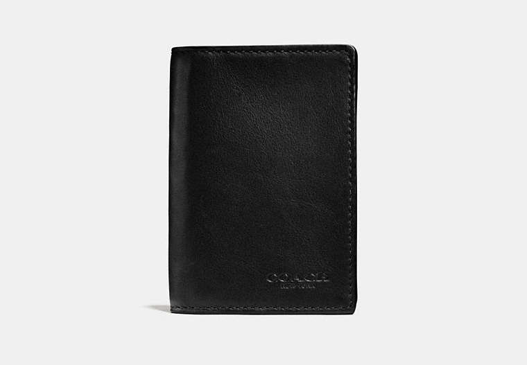 COACH®,BIFOLD CARD CASE,Leather,Black,Front View