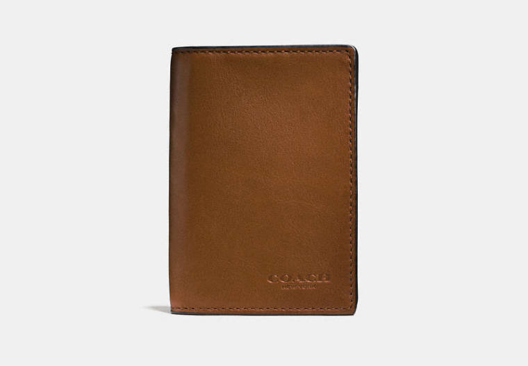 COACH®,BIFOLD CARD CASE,Leather,Dark Saddle,Front View