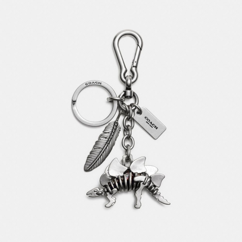 COACH®,STEGOSAURUS BAG CHARM,Metal,Silver,Front View