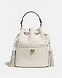 COACH®,LORA BUCKET BAG WITH WHIPSTITCH DETAIL,Leather,Medium,Brass/Chalk,Front View