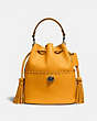 COACH®,LORA BUCKET BAG WITH WHIPSTITCH DETAIL,Leather,Medium,Pewter/Pollen,Front View